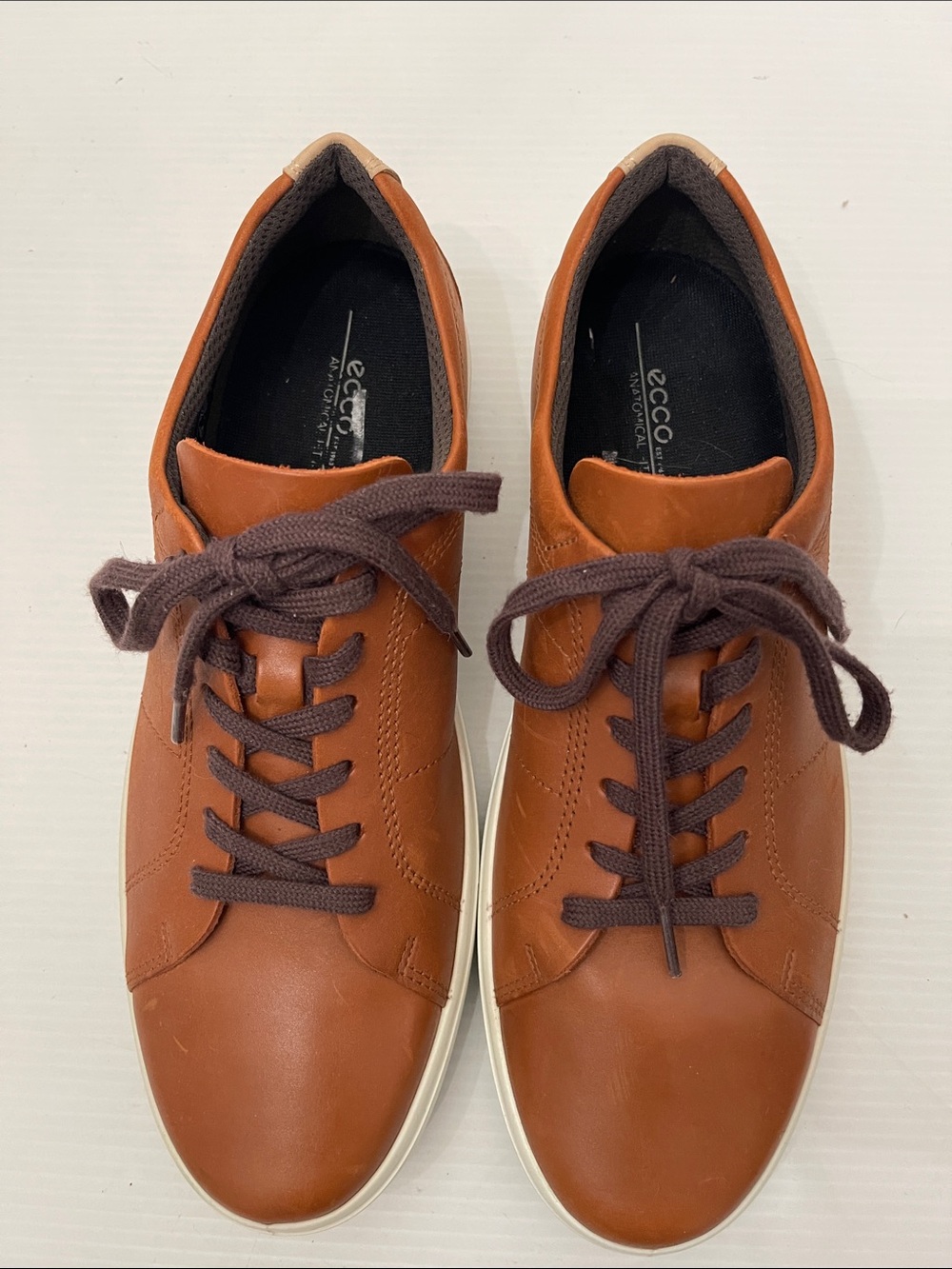 ECCO SOFT 10 CITY LEATHER LACE UP SNEAKERS MENS SIZE 11-11.5